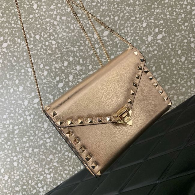 VALENTINO ROCKSTUD Small Calfskin Handbag VA088 Champagne