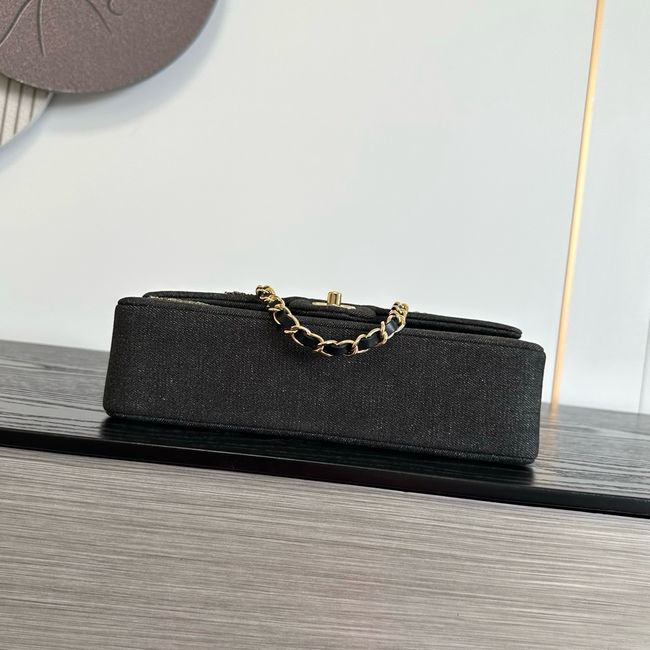 Chanel Classic 11.12 Handbag A01112 Embroidered Denim black