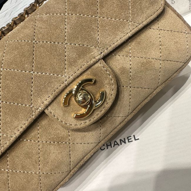 Chanel Suede Calfskin Shoulder Bag AS6627 Khaki