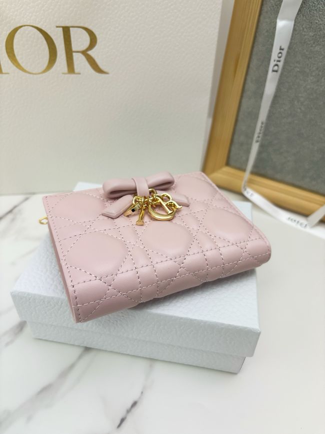 Lady Dior Dahlia Wallet Craie Cannage Lambskin S2065-5