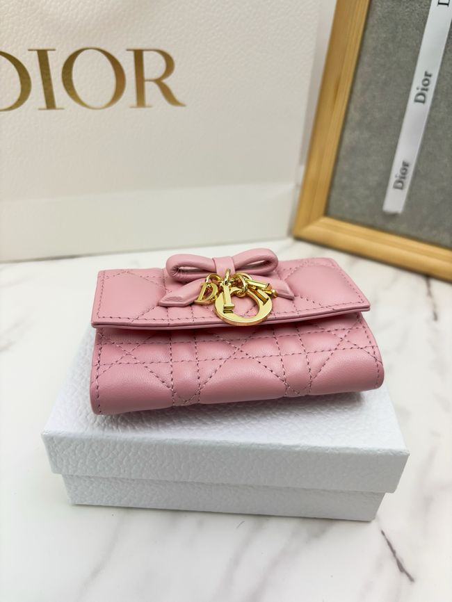 Lady Dior card holder Craie Cannage Lambskin S2067-2