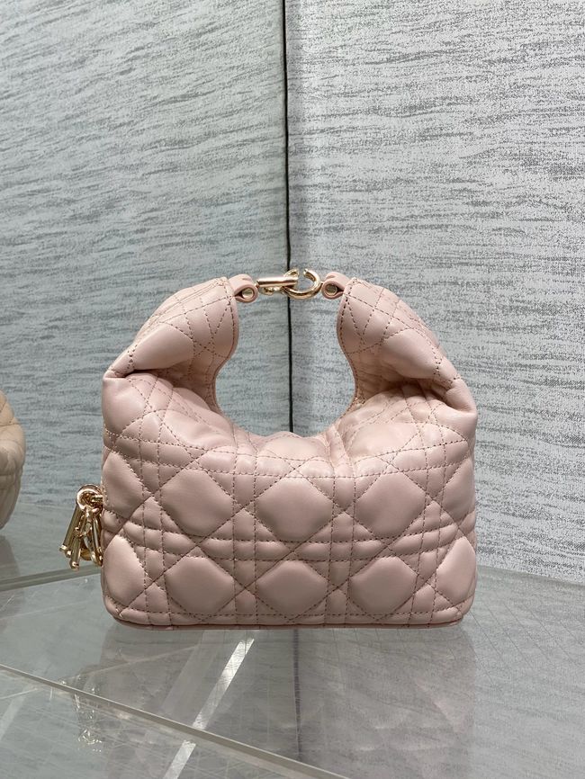 Mini Dior Toujours Hobo Bag Cannage Lambskin M2868O Ballet Pink