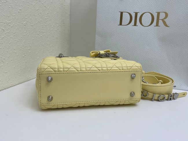 Small Lady Dior Bag with Strap Cannage Lambskin M0531OU yellow