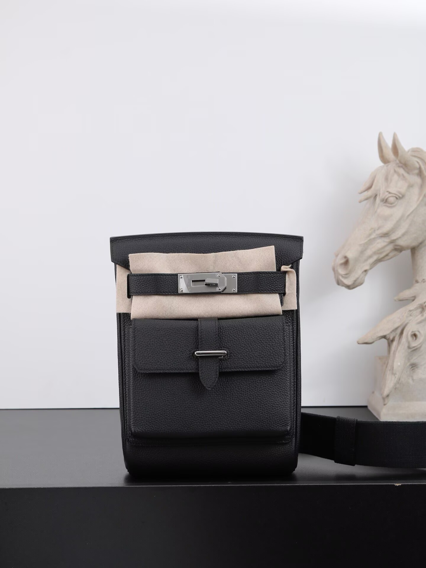 Hermes HAC A DOS Original Togo Leather Chest Bag H60321 Black
