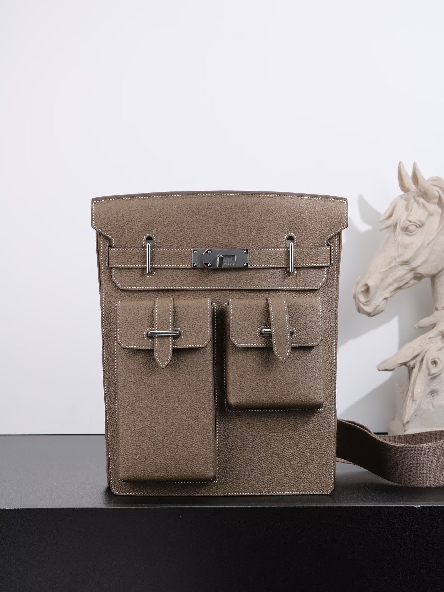 Hermes HAC A DOS Original Togo Leather Chest Bag H60321 Gray