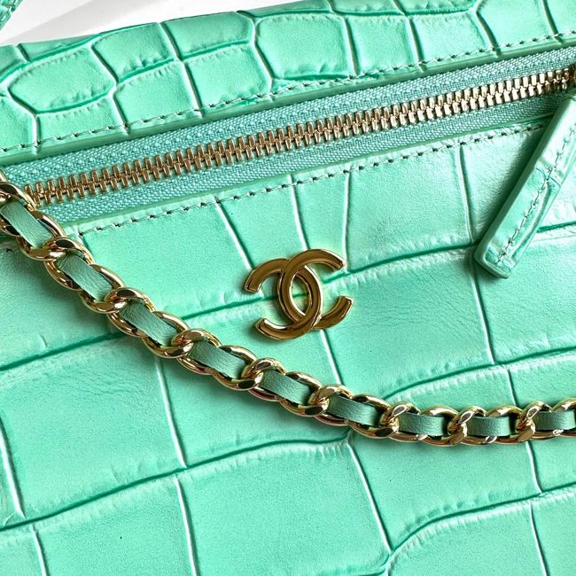 Chanel Vanity with Chain Crocodile Embossed AP5195 light green