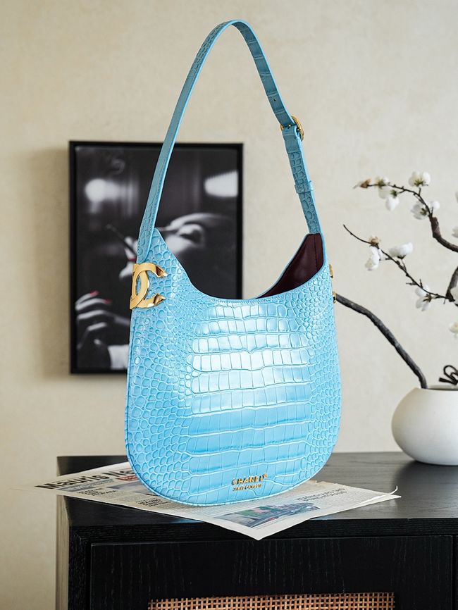 Chanel Crocodile Embossed Shoulder Bag 68012 blue