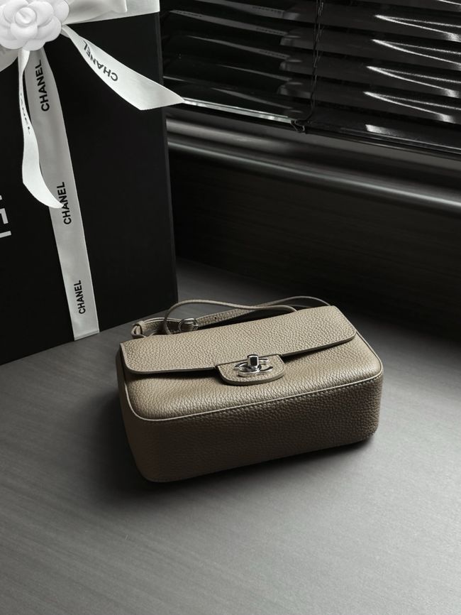 Chanel Mini Flap Bag AS6573 dark gray&Silver-Tone Metal