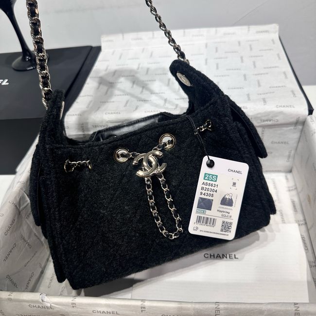 CHANEL 25 Mini Handbag Felt AS5631 black