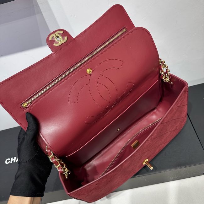 CHANEL Maxi Flap bag Suede Calfskin AS6231 Burgundy