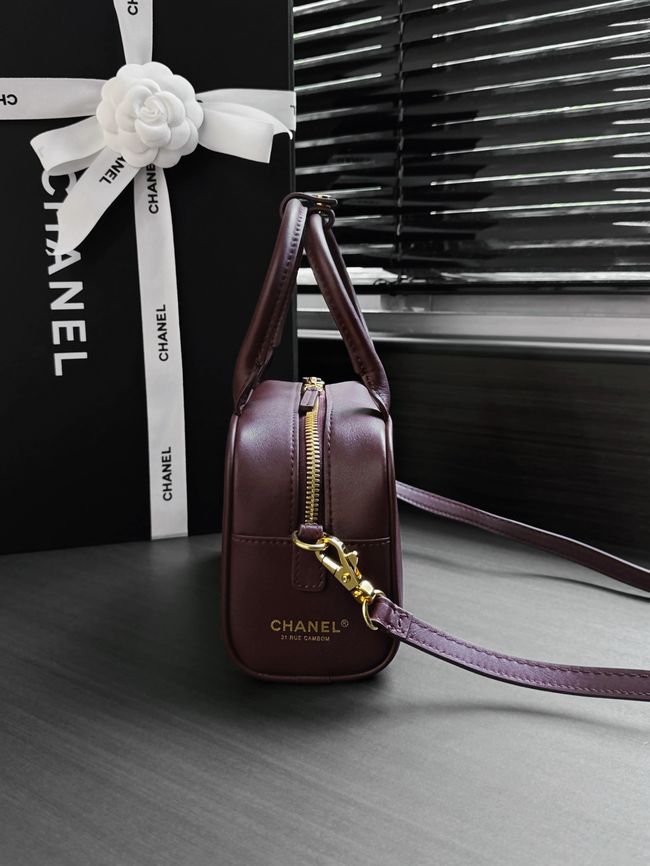 Chanel Clutch with Leather Strap AP5528 Burgundy