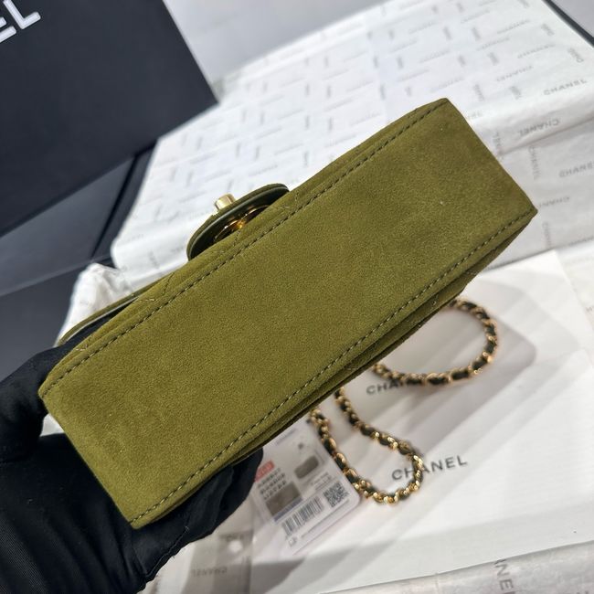 Chanel Mini Flap Bag Suede Calfskin AS6573 Khaki