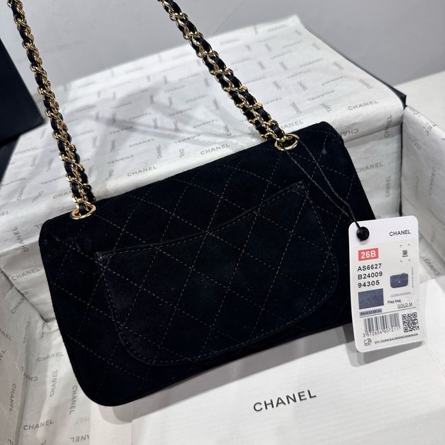 Chanel Mini Flap Bag Suede Calfskin AS6573 black