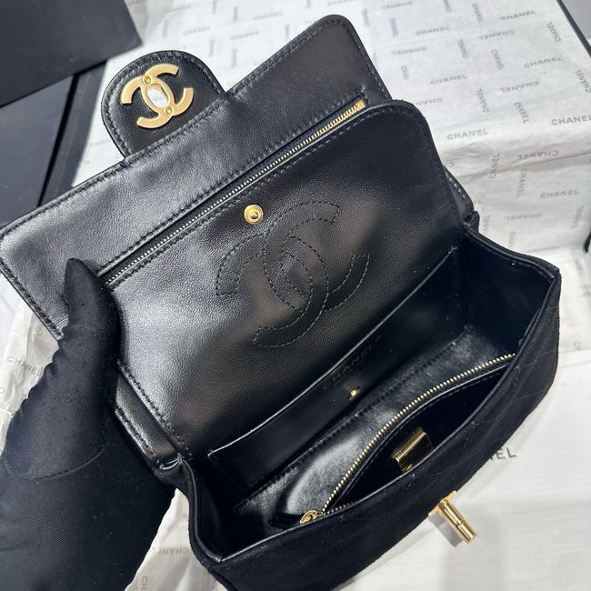 Chanel Mini Flap Bag Suede Calfskin AS6573 black