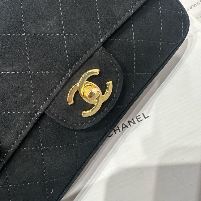 Chanel Mini Flap Bag Suede Calfskin AS6573 black