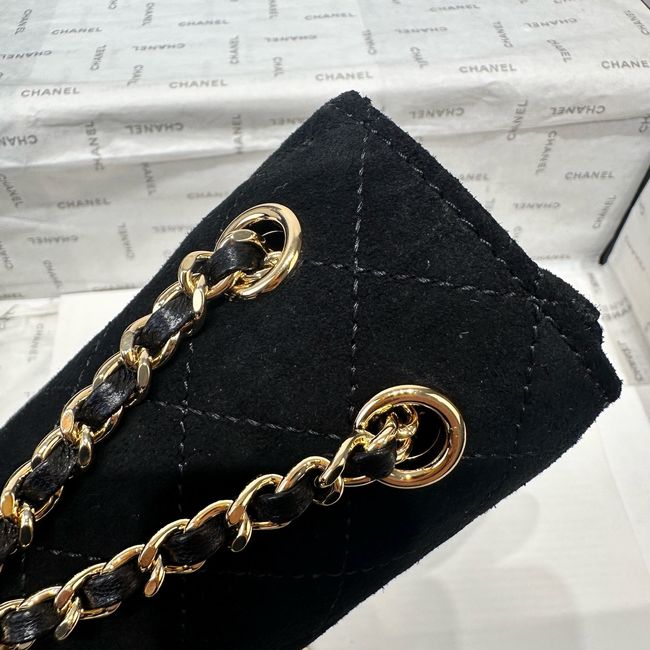 Chanel Mini Flap Bag Suede Calfskin AS6573 black