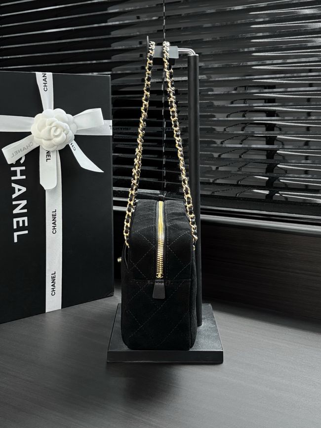 Chanel Suede Calfskin Shoulder Bag AS6443 black