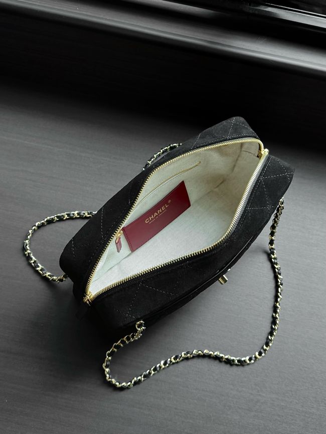 Chanel Suede Calfskin Shoulder Bag AS6443 black