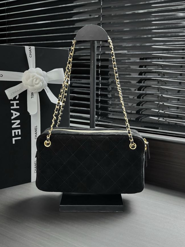 Chanel Suede Calfskin Shoulder Bag AS6443 black