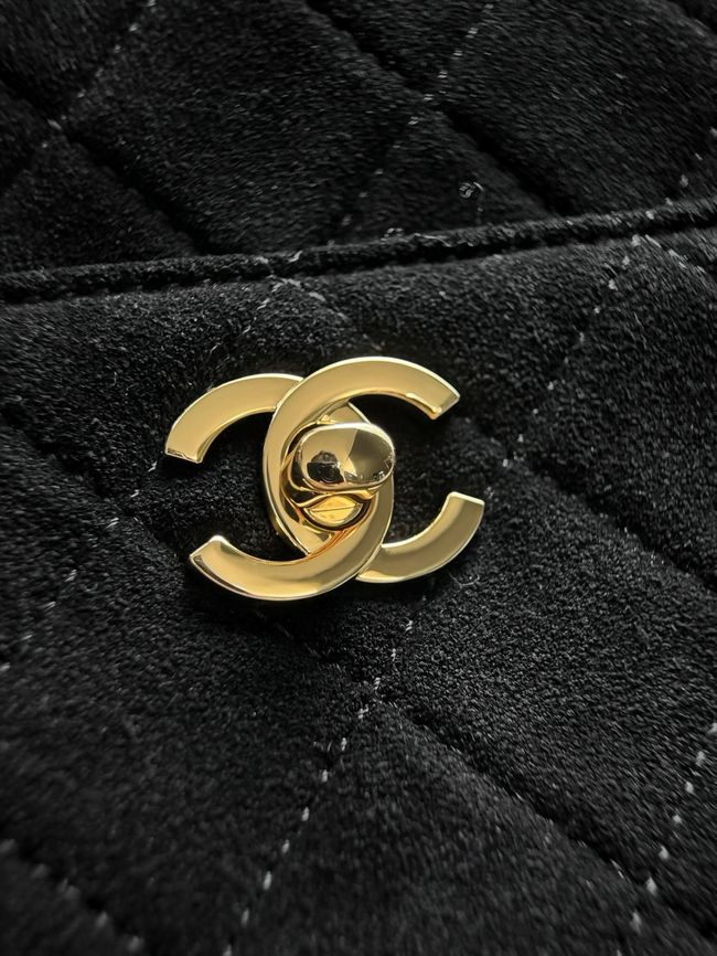 Chanel Suede Calfskin Shoulder Bag AS6443 black