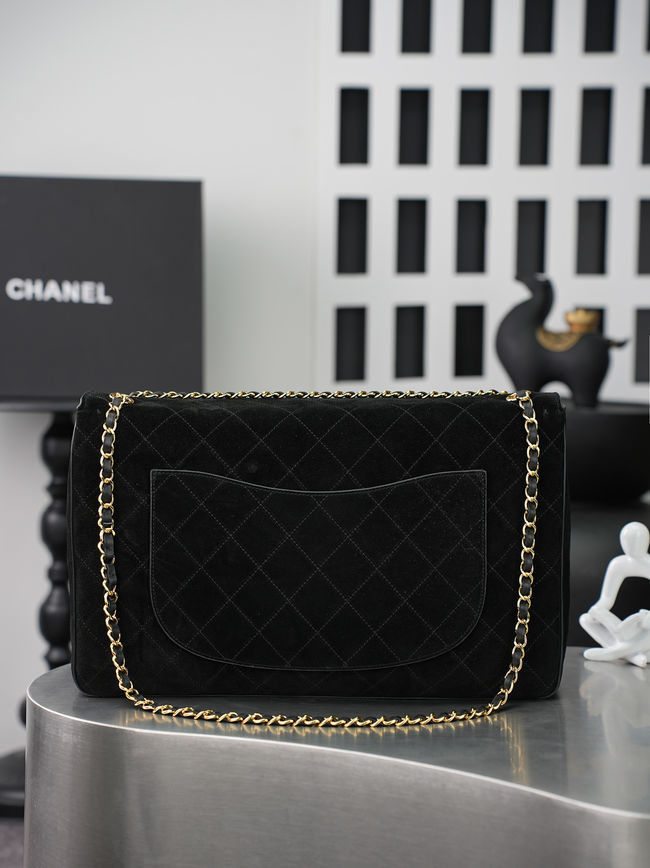 CHANEL Maxi Flapbag Suede Calfskin AS6233 black