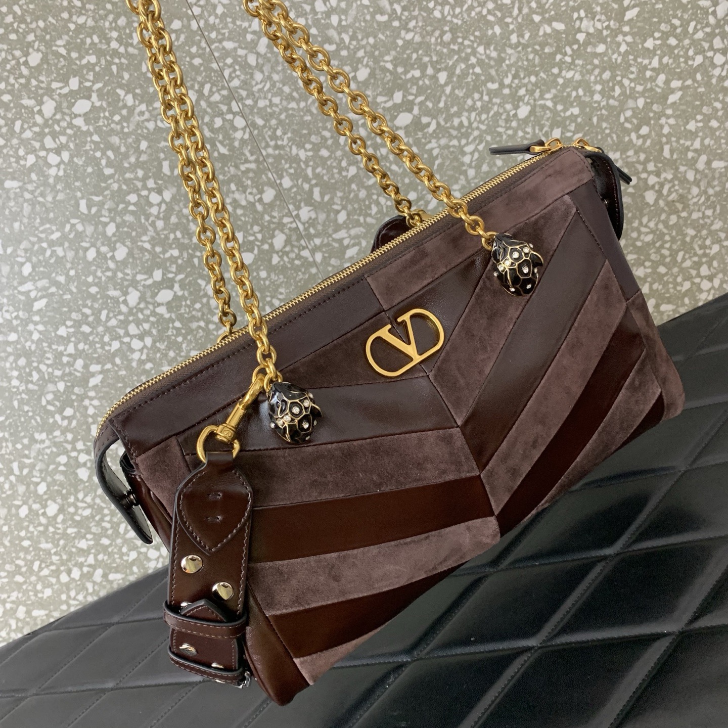 VALENTINO PANTHEA lambskin bag WB0S70 dark brown