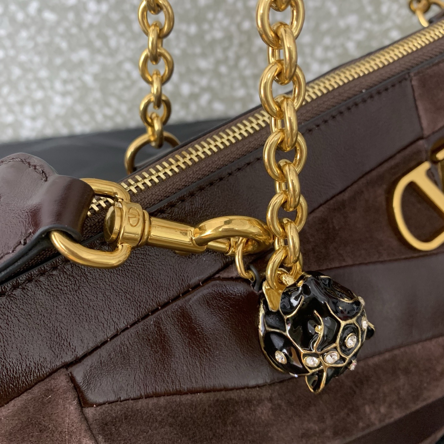VALENTINO PANTHEA lambskin bag WB0S70 dark brown