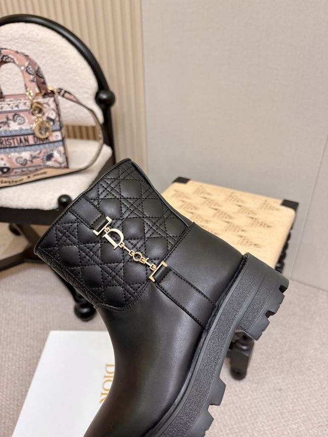 Diorly Ankle Boot Black Calfskin and Quilted Cannage Lambskin KCT291