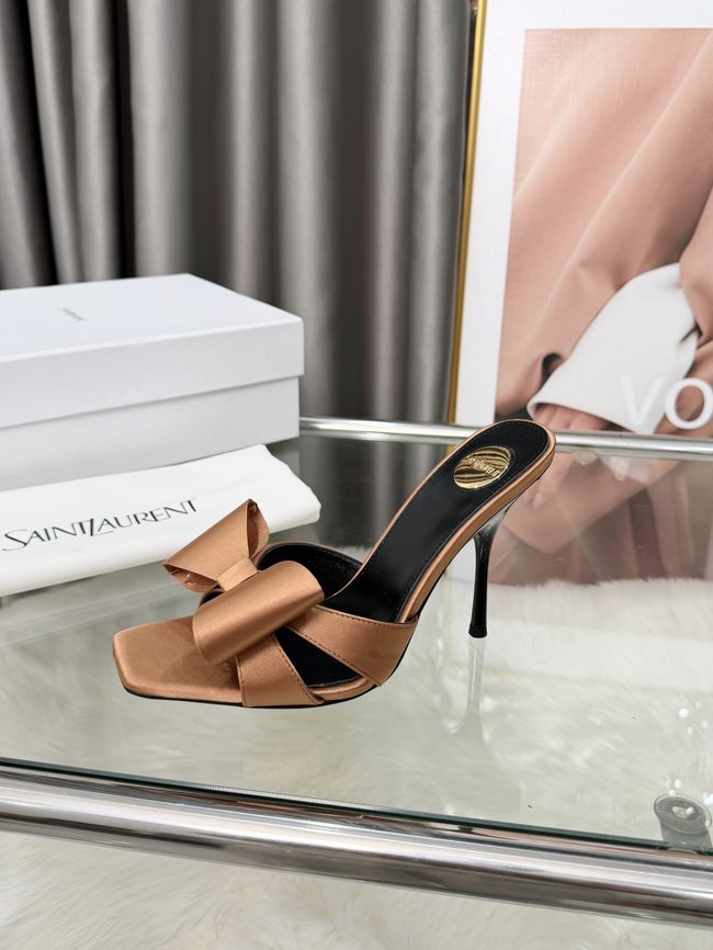 Saint Laurent BABYLONE mules in satin 10CM F6629-3