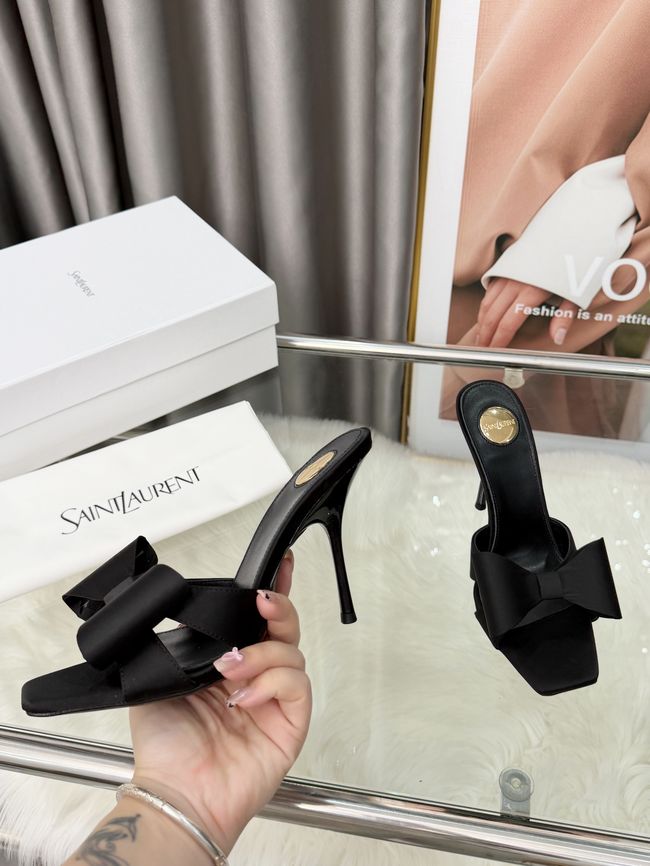 Saint Laurent BABYLONE mules in satin 10CM F6629-1