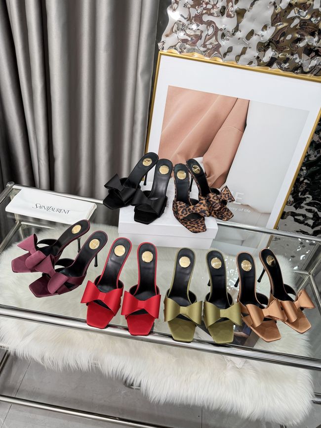 Saint Laurent BABYLONE mules in satin 10CM F6629-1