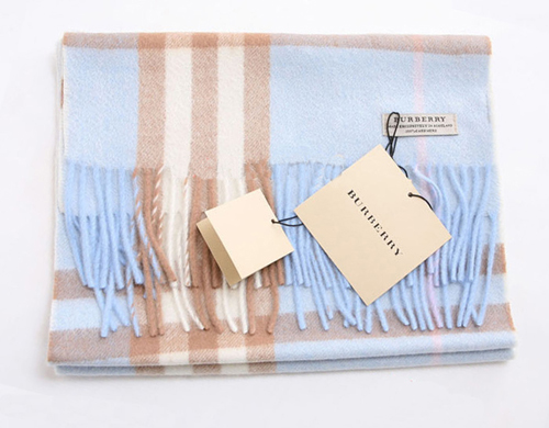 Burberry Cashmere Light Blue Giant Check Scarf