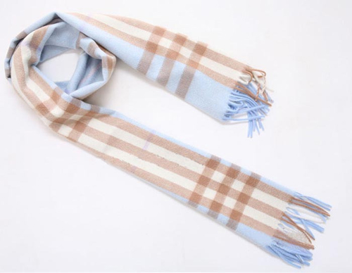 Burberry Cashmere Light Blue Giant Check Scarf