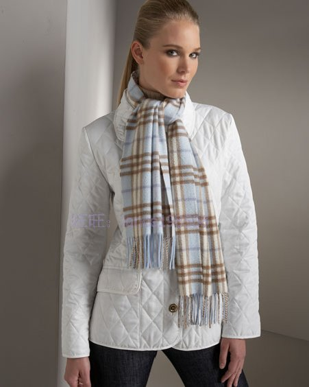 Burberry Cashmere Light Blue Nova Check Scarf