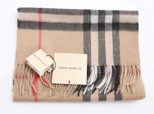 Burberry Cashmere Light Camel Giant Check Scarf