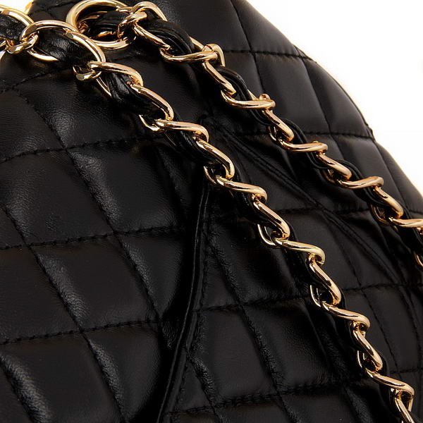 Chanel 2.55 Series Flap Bag 1112 Black Leather Golden Hardware