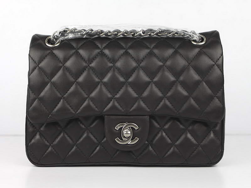 Chanel 2.55 Series Original Leather Flap Bag A01112 Black Silver