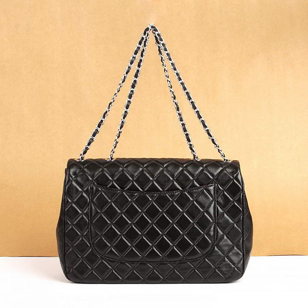 Chanel Jumbo Bags 2126 Black Leather Silver Hardware