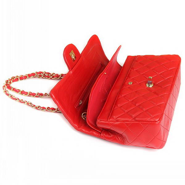 Chanel 2.55 Series Flap Bag A01112 Red Leather Golden Hardware