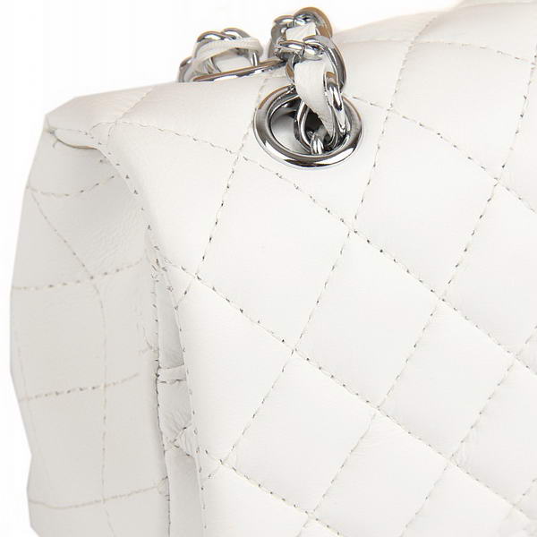 Chanel 2.55 Series Flap Bag A01112 White Leather Silver Hardware