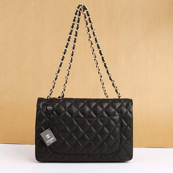 Chanel Jumbo Bags A36073 Black Caviar Leather Golder Hardware