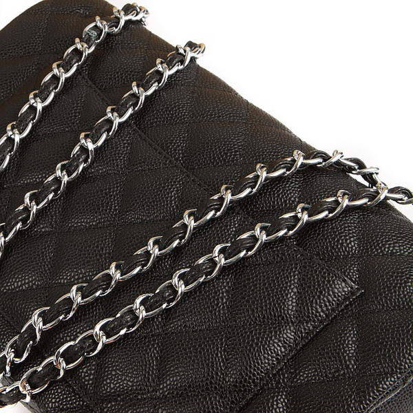 Chanel Jumbo Bags A36073 Black Caviar Leather Silver Hardware