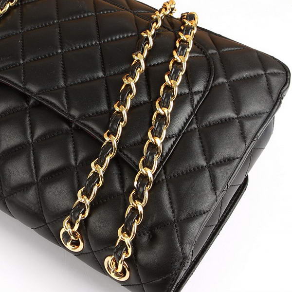 Chanel Jumbo Bags A36073 Black Lambskin Leather Golder Hardware