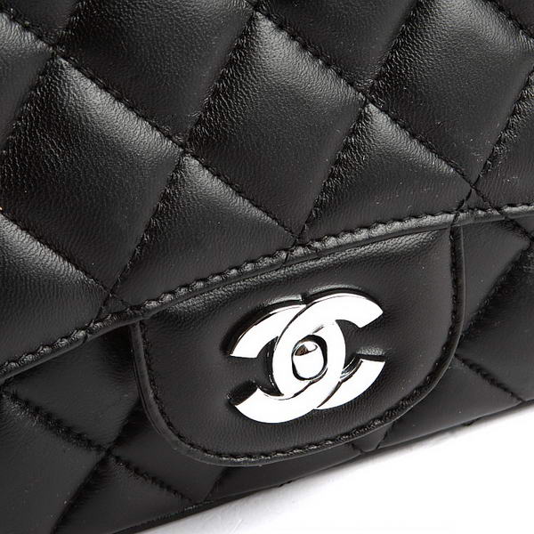 Chanel Jumbo Bags A36073 Black Lambskin Leather Silver Hardware