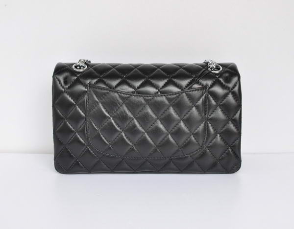 buy cheap Chanel 2.55 Series 1122 Classic Black Sheepskin Flap Bag Silver Hardware