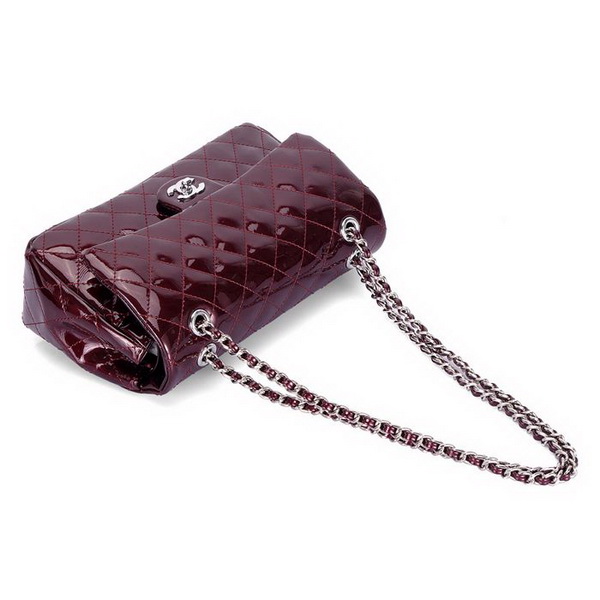 Chanel Classic 2.55 Series Flap Bag 1112 Dark Red Leather Silver Hardware