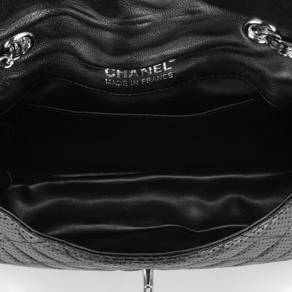 Chanel 1117 Classic Flap Bag Black Leather Silver Hardware