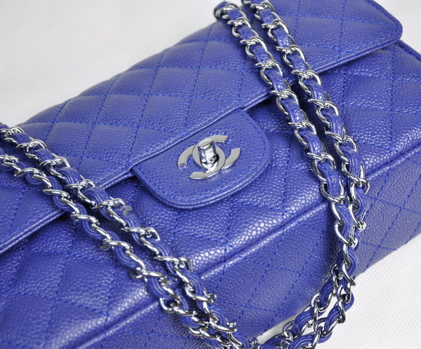 Chanel 2.55 Quilted Flap Bag 1112 Blue with Silver Hardware