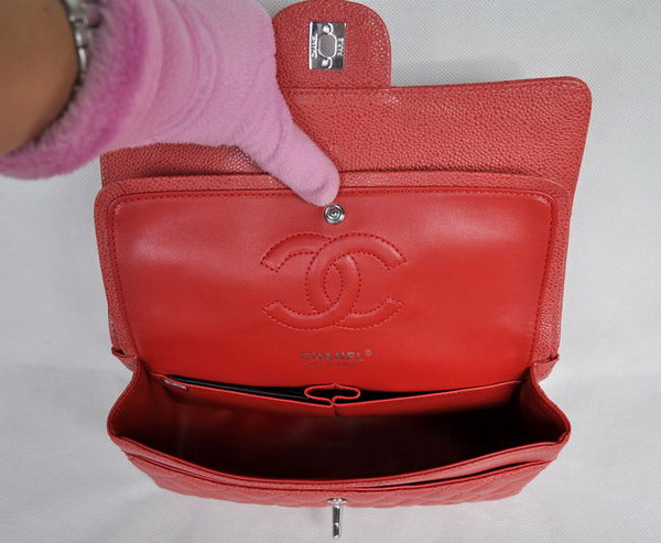 Chanel 2.55 Quilted Flap Bag 1112 Red with Silver Hardware