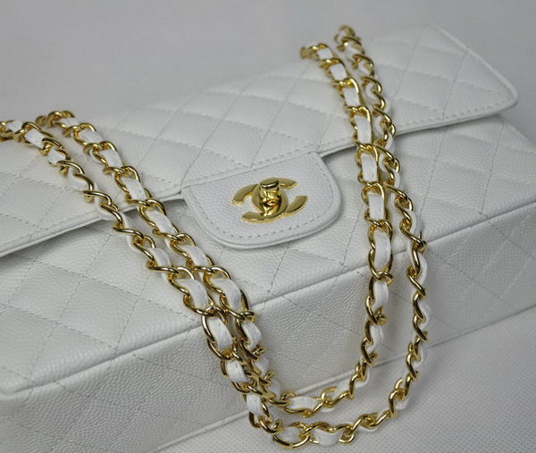 Chanel 2.55 Quilted Flap Bag 1112 White with Gold Hardware